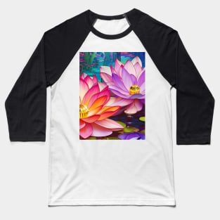 Pink and Purple Waterlilies Baseball T-Shirt